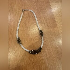 Vintage Seed bead twisted rope necklace in black and white